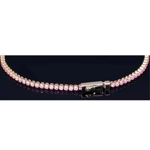 Bezauberndes Tennisarmband mit leuchtenden, rosa Zirkoniasteinen aus hochwertigem 585 14K Gold in (ca. 20 cm Länge)