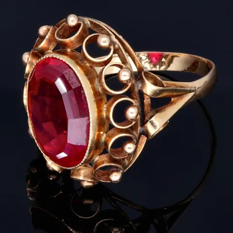Sehr schöner Vintage Damenring aus 585 14K Gelbgold mit einem eingefassten Zirkonia- Größe 55 - 56