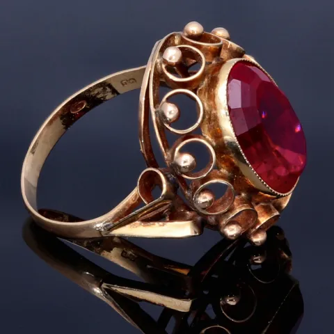 Sehr schöner Vintage Damenring aus 585 14K Gelbgold mit einem eingefassten Zirkonia- Größe 55 - 56