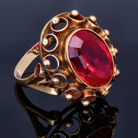 Sehr schöner Vintage Damenring aus 585 14K Gelbgold mit einem eingefassten Zirkonia- Größe 55 - 56