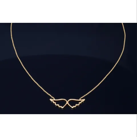 Bezaubernde Goldkette mit Engelsflügel - Anhänger in edlem 14K / 585 Gelbgold