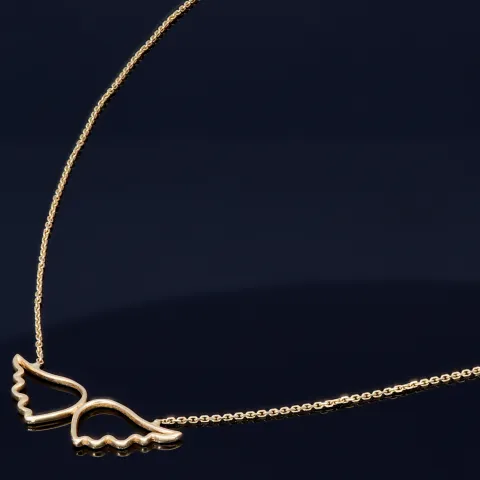 Bezaubernde Goldkette mit Engelsflügel - Anhänger in edlem 14K / 585 Gelbgold