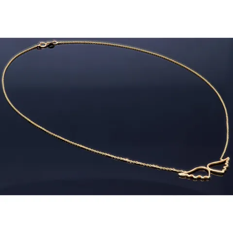 Bezaubernde Goldkette mit Engelsflügel - Anhänger in edlem 14K / 585 Gelbgold