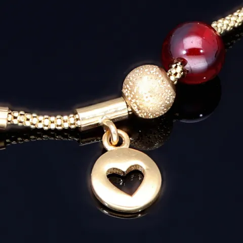 Verspieltes, längenverstellbares Marienkäfer - Zugarmband aus 585 14K Gold mit Zirkonia und Goldperlen