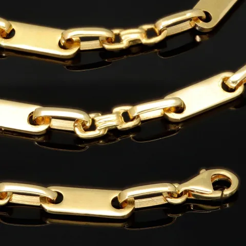 sehr schlanke Plättchenkette, Steigbügelkette aus 585er (14k) Gold - 64 cm Länge, 4 mm breit