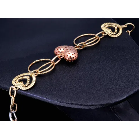 Funkelndes Tricolor Herz - Armband aus Tricolor 585 14K Gelb- , Weiß- und Roségold