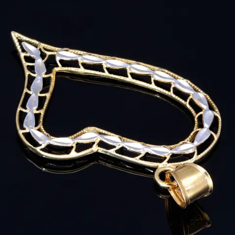 Trendiger Bicolor - Herz -Anhänger in hochwertigem 585 14K Gold