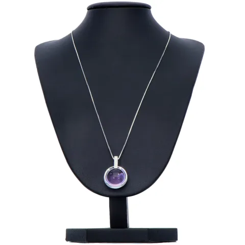 Bezauberndes Weißgold - Set bestehend aus einem in Weißgold 14K / 585 eingefassten Amethyst - Brillant - Anhänger und einer Weißgoldkette 8K / 333er Gold (ca. 45cm)