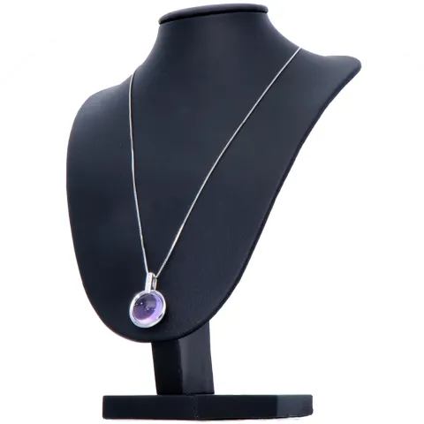 Bezauberndes Weißgold - Set bestehend aus einem in Weißgold 14K / 585 eingefassten Amethyst - Brillant - Anhänger und einer Weißgoldkette 8K / 333er Gold (ca. 45cm)