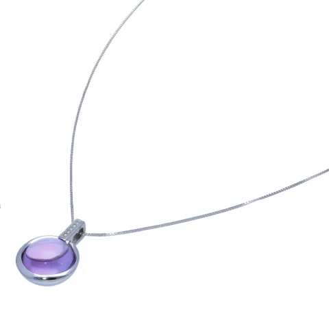 Bezauberndes Weißgold - Set bestehend aus einem in Weißgold 14K / 585 eingefassten Amethyst - Brillant - Anhänger und einer Weißgoldkette 8K / 333er Gold (ca. 45cm)