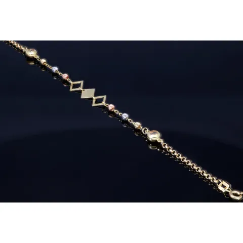 Längenverstellbares. trendiges Tricolor Armband in edlem 585 / 14K Gold (verstellbare Länge zwischen ca. 17,6 - 19,2 cm)