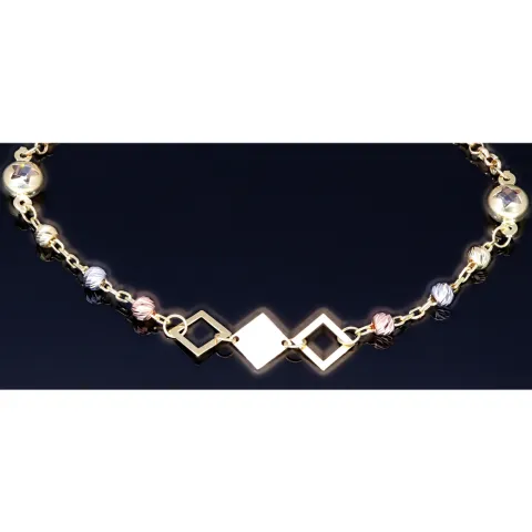 Längenverstellbares. trendiges Tricolor Armband in edlem 585 / 14K Gold (verstellbare Länge zwischen ca. 17,6 - 19,2 cm)