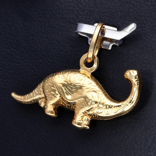 Glänzender Dinosaurier - (Langhalsdinosaurier, Sauropoden) - Anhänger - Pendant aus hochwertigem 14k / 585 Gold