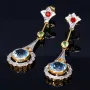 Farbenfrohe und stilvolle Ohrringe mit eingefasstem Zirkonia in 375er 9K Gold in antikem Design
