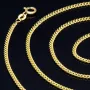 Glänzende Panzerkette flach 2-seitig diamantiert aus edlem 585 / 14k Gold in ca. 60cm, 2mm