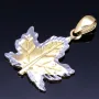 Glänzender Ahornblatt - Anhänger in Bicolor 585 / 14 Karat Gold