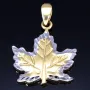 Glänzender Ahornblatt - Anhänger in Bicolor 585 / 14 Karat Gold