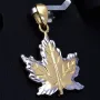 Glänzender Ahornblatt - Anhänger in Bicolor 585 / 14 Karat Gold