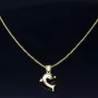 Delfin - Anhänger- mit glänzender Ankerkette (50cm) - Schmuckset in 14K / 585 Gold