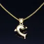 Delfin - Anhänger- mit glänzender Ankerkette (50cm) - Schmuckset in 14K / 585 Gold