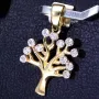 Funkelnder Lebensbaum - Anhänger mit Zirkonia in 585 / 14 Karat Gelbgold