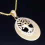 Schmuckset aus 585 / 14K Gold - Bicolor - Lebensbaum-Amulett und glänzende Venezianer - Halskette (45cm) in hochwertigem 14K / 585 Gelbgold
