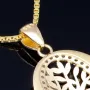 Schmuckset aus 585 / 14K Gold - Bicolor - Lebensbaum-Amulett und glänzende Venezianer - Halskette (45cm) in hochwertigem 14K / 585 Gelbgold