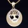 Schmuckset aus 585 / 14K Gold - Bicolor - Lebensbaum-Amulett und glänzende Venezianer - Halskette (45cm) in hochwertigem 14K / 585 Gelbgold
