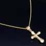 Schmuckset aus 585 / 14K Gold - Jesus - Kreuz -Anhänger aus Bicolor Gold in 14K und passende 2-seitig diamantierte Panzerkette - Halskette (60cm) in hochwertigem 14K / 585 Gold