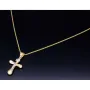 Schmuckset aus 585 / 14K Gold - Jesus - Kreuz -Anhänger aus Bicolor Gold in 14K und passende 2-seitig diamantierte Panzerkette - Halskette (60cm) in hochwertigem 14K / 585 Gold