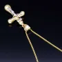 Schmuckset aus 585 / 14K Gold - Jesus - Kreuz -Anhänger aus Bicolor Gold in 14K und passende 2-seitig diamantierte Panzerkette - Halskette (60cm) in hochwertigem 14K / 585 Gold