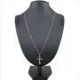 Schmuckset aus 585 / 14K Gold - Jesus - Kreuz -Anhänger aus Bicolor Gold in 14K und passende 2-seitig diamantierte Panzerkette - Halskette (60cm) in hochwertigem 14K / 585 Gold