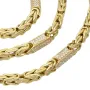 Bling-Bling-Königskette mit Zirkoniabesatz aus 585er Gelbgold (14k)- 61cm lang, 4,5 mm breit, 32g