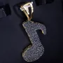 Musiknoten - Anhänger - Note aus glänzendem 585 14K Gold besetzt mit schwarzen Zirkonia