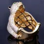 Großer Eisbär - Statement-Ring für Damen aus Gold (585 14K) mit funkelnden Zirkoniasteinen besetzt (RG ca. 55)