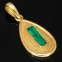 handgearbeiteter kolumbianischer Smaragdanhänger aus 750er (18k) Gelbgold mit 1,2 Karat Smaragd