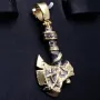 Wikinger-Axt-Anhänger mit filigranen Details und Verzierungen aus hochwertigem 585er 14K Gelbgold