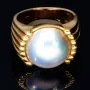 Faszinierender Gold - Ring für Damen bestückt mit einer großen Mabé-Zuchtperle in 18K / 750 Gelbgold - RG: ca. 55