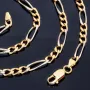 Massive Figaro-Goldkette in 18K / 750 Bicolor Gold Weiß- und Gelbgold in exklusivem Design (ca. 32,1 Gramm, ca. 70cm)