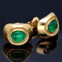 Edle Smaragd-Ohrstecker aus 18K 750er Gelbgold mit natürlichen, erlesenen Smaragd-Cabochonen von insgesamt ca. 1,93 ct