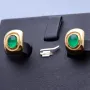 Edle Smaragd-Ohrstecker aus 18K 750er Gelbgold mit natürlichen, erlesenen Smaragd-Cabochonen von insgesamt ca. 1,93 ct