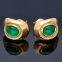 Edle Smaragd-Ohrstecker aus 18K 750er Gelbgold mit natürlichen, erlesenen Smaragd-Cabochonen von insgesamt ca. 1,93 ct
