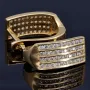 Glänzende Ohrringe mit Zirkoniasteinen und englischem Verschluss aus massivem 585er 14K Gold