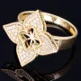 Schöner Ring für Damen in stilvollem Design einer Blume aus edlem 585 14K Gelbgold mit funkelnden Zirkoniasteinen in Ringgröße ca. 58-59