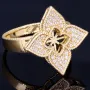 Schöner Ring für Damen in stilvollem Design einer Blume aus edlem 585 14K Gelbgold mit funkelnden Zirkoniasteinen in Ringgröße ca. 58-59