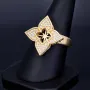 Schöner Ring für Damen in stilvollem Design einer Blume aus edlem 585 14K Gelbgold mit funkelnden Zirkoniasteinen in Ringgröße ca. 58-59