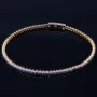Edles Tennisarmband mit dunkelblauen Zirkonia aus hochwertigem 585 14K Gold in (ca. 17 cm Länge)