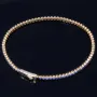 Tennisarmband mit funkelnden, dunkelblauen Zirkonia aus edlem 585 14K Gelbgold in (ca. 18,5 cm Länge)