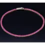 Tennisarmband mit leuchtenden, rosa-rot, pinken Zirkoniasteinen aus hochwertigem 585 14K Gold in (ca. 19 cm Länge)