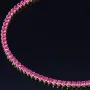 Tennisarmband mit leuchtenden, rosa-rot, pinken Zirkoniasteinen aus hochwertigem 585 14K Gold in (ca. 19 cm Länge)